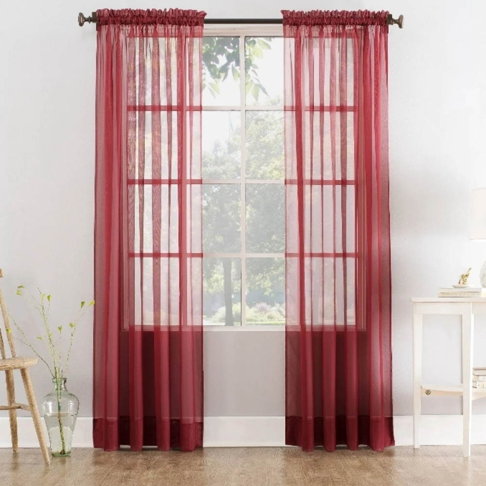NWOT Elegant Burgundy Sheer Curtains 2pc 59x84